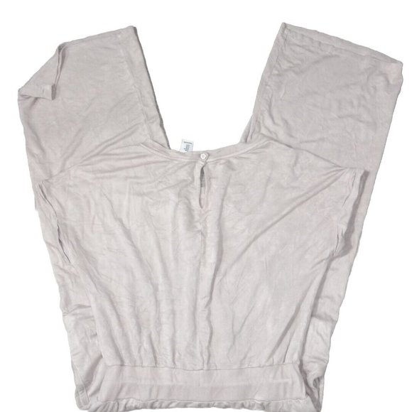 Rachel Zoe Women's Crop Jumpsuit Romper Wide Leg Tie Waist Short Sleeve Beige M - Picture 7 of 11